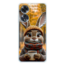 Друкований чохол 'Звірята з кавою' для OPPO A60 5G – Зайчик з кавою