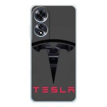 Силиконовый бампер с картинкой машины на OPPO A60 (Logo TESLA)