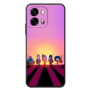 Силиконовый Чехол на OPPO A6s с картинкой Brawl Stars – Персонажи в закате