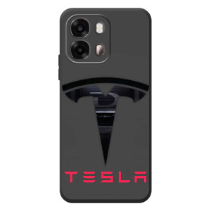 Силиконовый бампер с картинкой машины на OPPO A6s – Logo TESLA