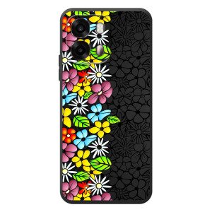 Силіконовий бампер з принтом (квіточки) на 

ОРО A6s 
 (Яскраві квіти на чорному)