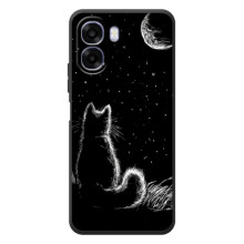 Чехол с принтом для OPPO A6x (AlphaPrint) Модные коты (Котик и луна)