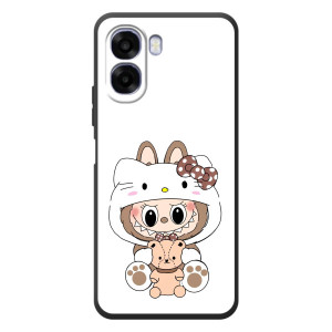 Чехол с принтом Лабубу для OPPO A6x – Белый Лабубу