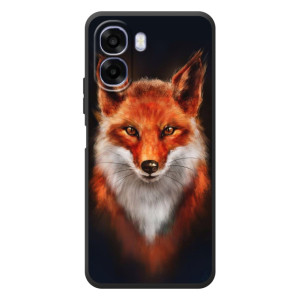 Чехол с принтом лисички на ОППО А6Х – Лиса на черном