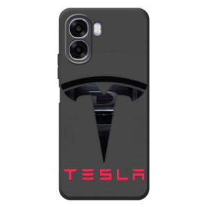 Силіконовий бампер з картинкою машини на OPPO A6x – Logo TESLA