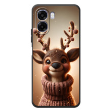 Яскравий чохол для OPPO A6x з Зимові Оленята – Олень в светрі