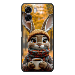 Друкований чохол 'Звірята з кавою' для OPPO A6x (Зайчик з кавою)