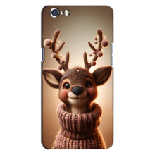 Яркий чехол для Oppo A71 с Зимними Оленятами – Олень в свитере
