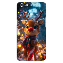 Яркий чехол для Oppo A71 с Зимними Оленятами – Олень в шарфе