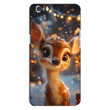 Яркий чехол для Oppo A71 с Зимними Оленятами – Оленёнок среди гирлянд
