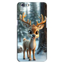Яркий чехол для Oppo A71 с Зимними Оленятами – Оленёнок в лесу