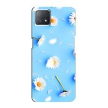 Чохол з Квітами для Oppo a72 (5G) (ромашки на блакитному)