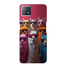 Чехол с принтом стильные животные для Оппо А72 (5G) – Ламы в очках
