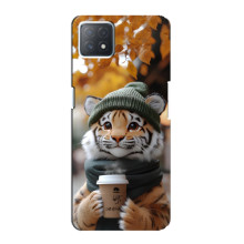 Печатный чехол «Зверята с кофе» для Oppo a72 (5G) – Тигр с кофе