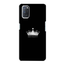 Чехол (Корона на чёрном фоне) для Оппо А72 – Белая корона