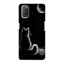 Чехол с принтом для Oppo A72 (AlphaPrint) Модные коты – Котик и луна