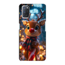 Яркий чехол для Oppo A72 с Зимними Оленятами – Олень в шарфе