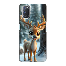 Яркий чехол для Oppo A72 с Зимними Оленятами – Оленёнок в лесу