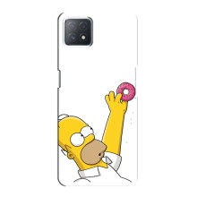 Чехол с Симпсонами для Oppo a73 (5G) (VPrint) (Гомер с пончиком)