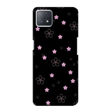 Чехол с розовым рисунком для Oppo a73 (5G) (Розовые цветы на черном)