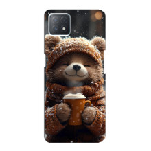 Печатный чехол «Зверята с кофе» для Oppo a73 (5G) – Мишка с кофе