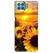 Чехол с Цветами для Oppo A73 (поле подсолнухов)