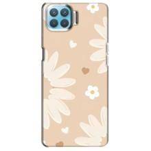 Чехол с цветочным принтом на Оппо А73 (Бежевые цветы)