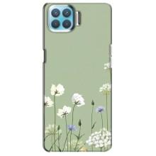 Чехол с цветочным принтом на Оппо А73 (Цветы на зеленом)