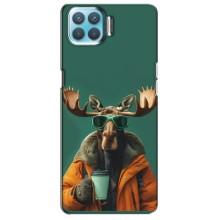 Чохол з принтом стильні тварини для OPPO Á73 (Лось з кавою)