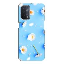 Чехол с Цветами для Oppo a74 (5G) (ромашки на голубом)