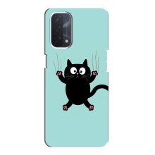 Чехол с милыми котиками на Оппо А74 (5G) – Черный кот