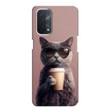 Чохол з принтом стильні тварини для OPPO a74 (5G) – Кіт з кавою