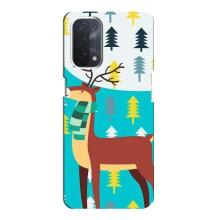 Силиконовый бампер с картинкой животных для Oppo a74 (5G) (Олень с шарфом)