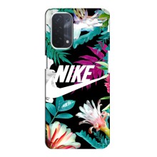 Силиконовый Чехол на Oppo a74 (5G) с картинкой Nike (Цветочный Nike)