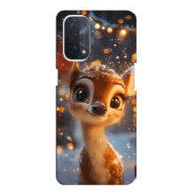 Яскравий чохол для Oppo a74 (5G) з Зимові Оленята – Оленятко серед герлянд