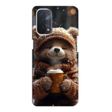 Печатный чехол «Зверята с кофе» для Oppo a74 (5G) – Мишка с кофе
