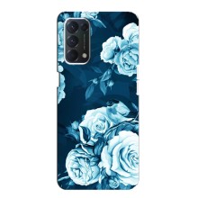 Чехлы (ART) Цветы на OPPO A74 (VPrint) (Голубые Бутоны)