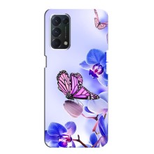 Чехлы с Цветами для OPPO A74 (VPrint) (Бабочка на цветочке)