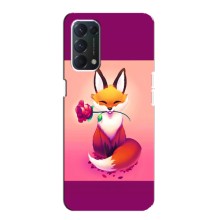 Чехлы с картинкой Лисички для OPPO A74 (VPrint) (Лисичка с розочкой)