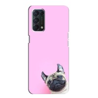 Бампер для OPPO A74 с картинкой "Песики" (Собака на розовом)