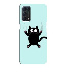 Чехол с принтом для OPPO A74 (AlphaPrint) Модные коты (Падающий кот)