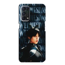 Чехлы Венсдей на OPPO A74 Уэнсдей (AlphaPrint) (Уэнздей кошка)