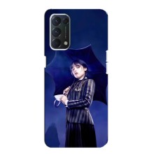 Чехлы Венсдей на OPPO A74 Уэнсдей (AlphaPrint) (Уэнздей с зонтом)