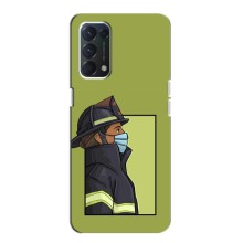 Силиконовый бампер (Работники) на OPPO A74 – Пожарник