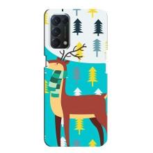 Силиконовый бампер с картинкой животных для OPPO A74 (Олень с шарфом)