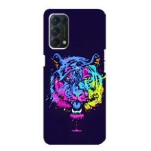 Силиконовый бампер с картинкой животных для OPPO A74 (Тигр-Арт)