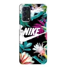 Силиконовый Чехол на OPPO A74 с картинкой Nike (Цветочный Nike)