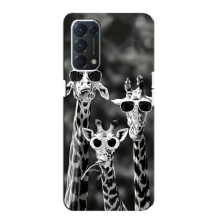 Силиконовый чехол с КАРТИНКАМИ лето для OPPO A74 (AlphaPrint) (Жирафы в очках)