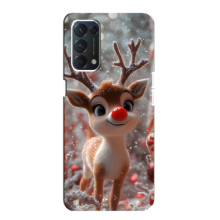 Яркий чехол для OPPO A74 с Зимними Оленятами