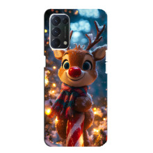 Яскравий чохол для OPPO A74 з Зимові Оленята – Олень з шарфом